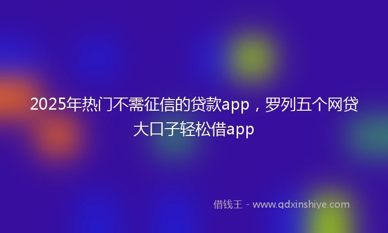 2025年热门不需征信的贷款app，罗列五个网贷大口子轻松借app
