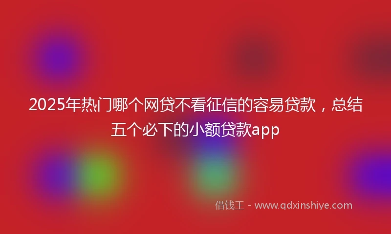 2025年热门哪个网贷不看征信的容易贷款，总结五个必下的小额贷款app