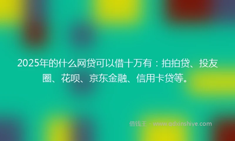 2025年的什么网贷可以借十万有：拍拍贷、投友圈、花呗、京东金融、信用卡贷等。