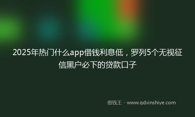 2025年热门什么app借钱利息低，罗列5个无视征信黑户必下的贷款口子