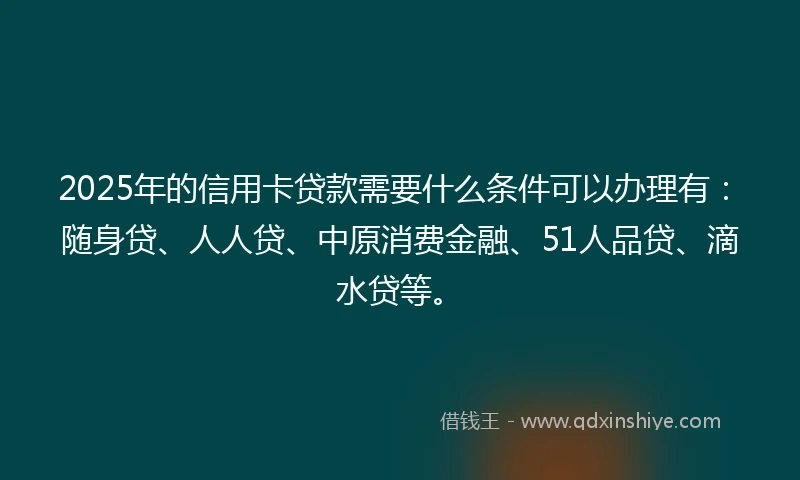 2025年的信用卡贷款需要什么条件可以办理有：随身贷、人人贷、中原消费金融、51人品贷、滴水贷等。