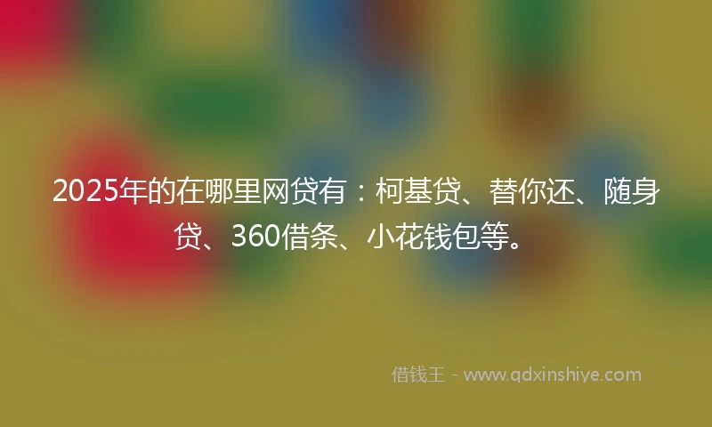 2025年的在哪里网贷有：柯基贷、替你还、随身贷、360借条、小花钱包等。
