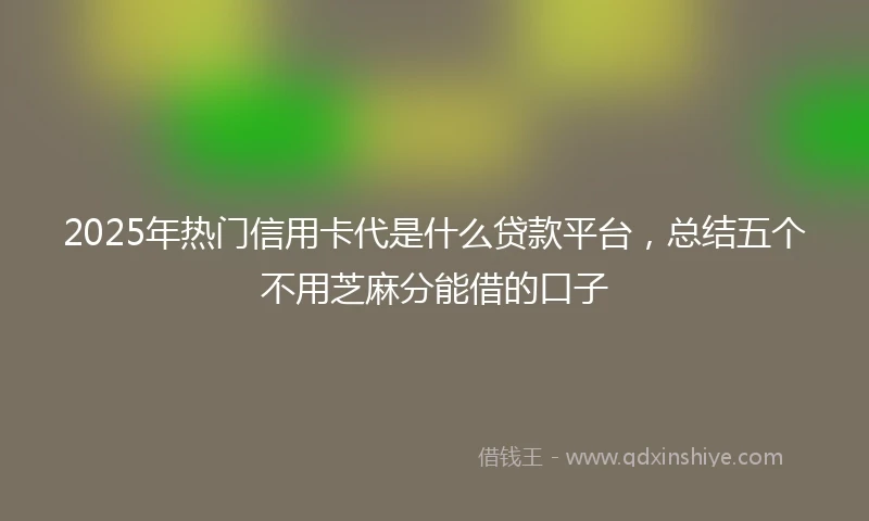 2025年热门信用卡代是什么贷款平台，总结五个不用芝麻分能借的口子