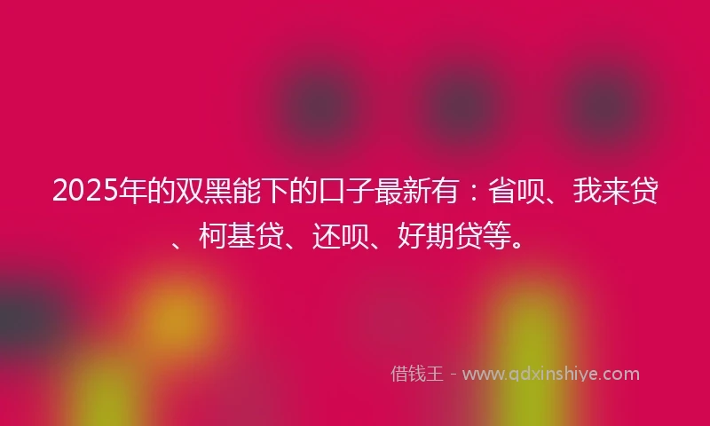 2025年的双黑能下的口子最新有：省呗、我来贷、柯基贷、还呗、好期贷等。