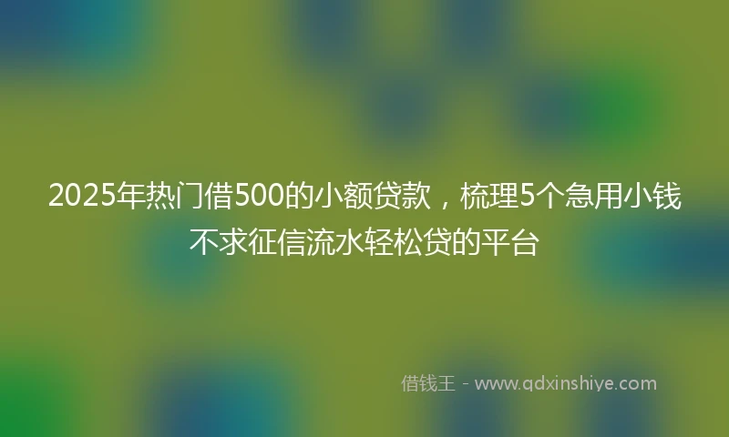 2025年热门借500的小额贷款，梳理5个急用小钱不求征信流水轻松贷的平台