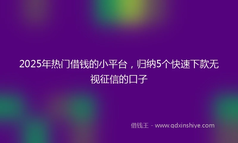 2025年热门借钱的小平台，归纳5个快速下款无视征信的口子
