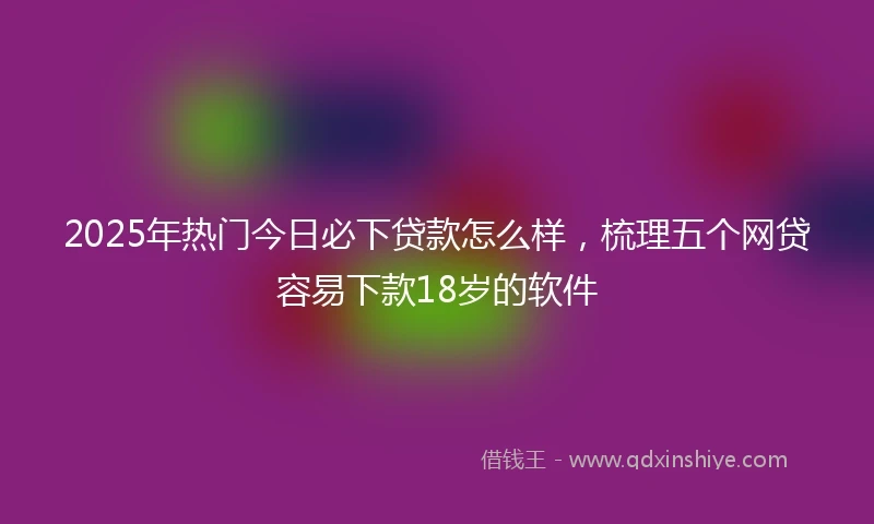 2025年热门今日必下贷款怎么样,梳理五个网贷容易下款18岁的软件