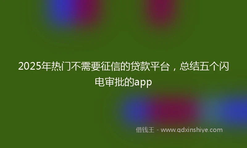 2025年热门不需要征信的贷款平台，总结五个闪电审批的app