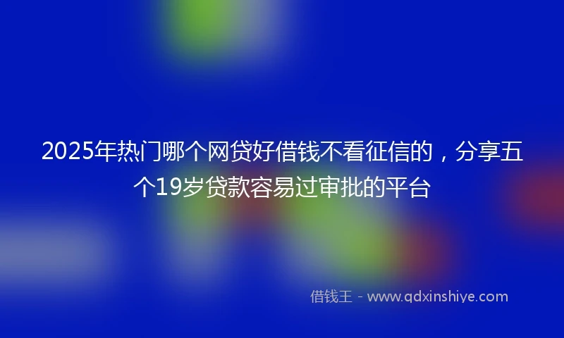 2025年热门哪个网贷好借钱不看征信的，分享五个19岁贷款容易过审批的平台