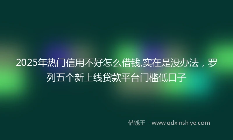 2025年热门信用不好怎么借钱,实在是没办法，罗列五个新上线贷款平台门槛低口子