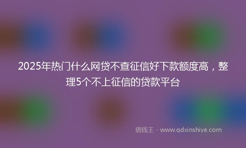 2025年热门什么网贷不查征信好下款额度高，整理5个不上征信的贷款平台