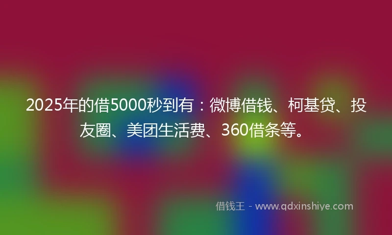 2025年的借5000秒到有：微博借钱、柯基贷、投友圈、美团生活费、360借条等。