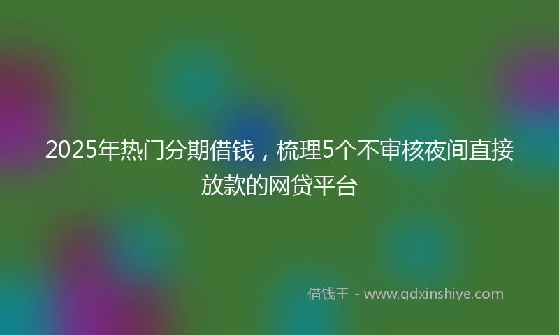 2025年热门分期借钱，梳理5个不审核夜间直接放款的网贷平台