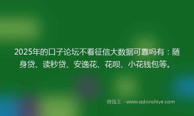 2025年的口子论坛不看征信大数据可靠吗有：随身贷、读秒贷、安逸花、花呗、小花钱包等。