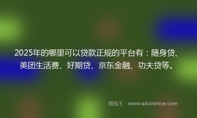 2025年的哪里可以贷款正规的平台有：随身贷、美团生活费、好期贷、京东金融、功夫贷等。