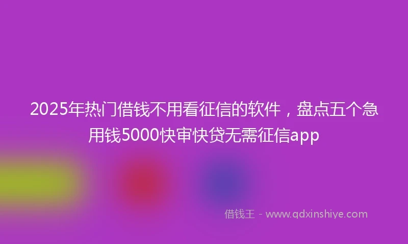 2025年热门借钱不用看征信的软件，盘点五个急用钱5000快审快贷无需征信app
