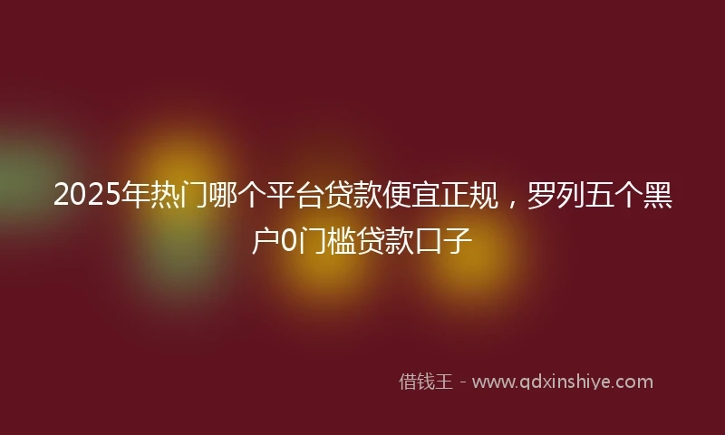 2025年热门哪个平台贷款便宜正规，罗列五个黑户0门槛贷款口子