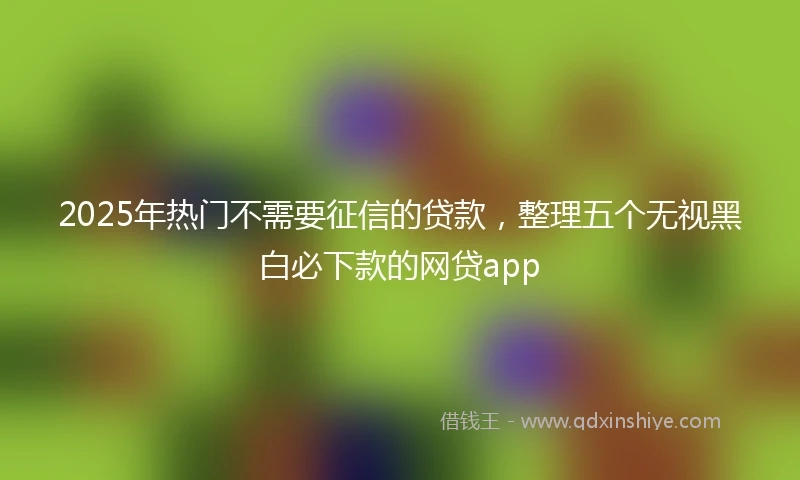 2025年热门不需要征信的贷款,整理五个无视黑白必下款的网贷app