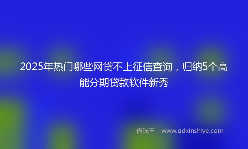 2025年热门哪些网贷不上征信查询，归纳5个高能分期贷款软件新秀