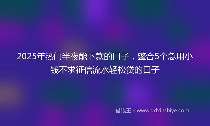 2025年热门半夜能下款的口子，整合5个急用小钱不求征信流水轻松贷的口子