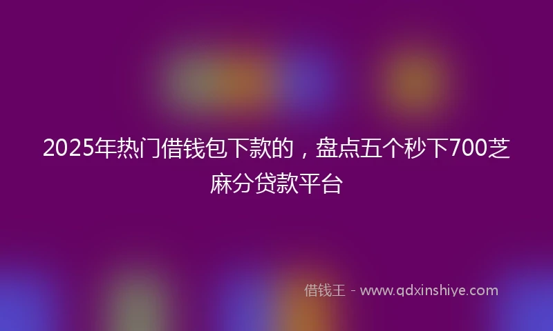 2025年热门借钱包下款的，盘点五个秒下700芝麻分贷款平台