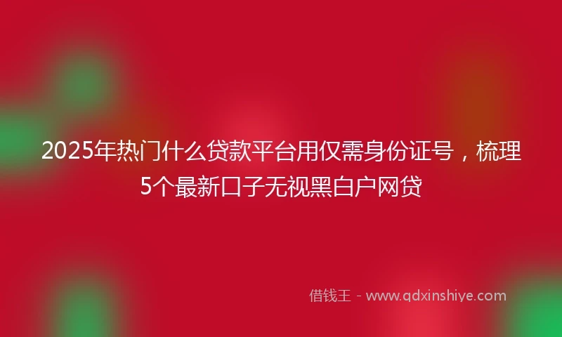 2025年热门什么贷款平台用仅需身份证号，梳理5个最新口子无视黑白户网贷