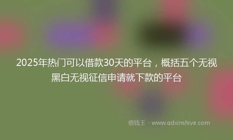 2025年热门可以借款30天的平台,概括五个无视黑白无视征信申请就下款的平台