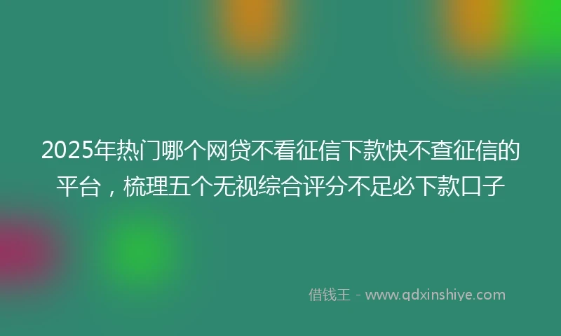 2025年热门哪个网贷不看征信下款快不查征信的平台，梳理五个无视综合评分不足必下款口子