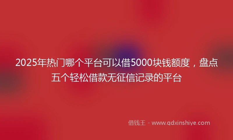 2025年热门哪个平台可以借5000块钱额度,盘点五个轻松借款无征信记录的平台