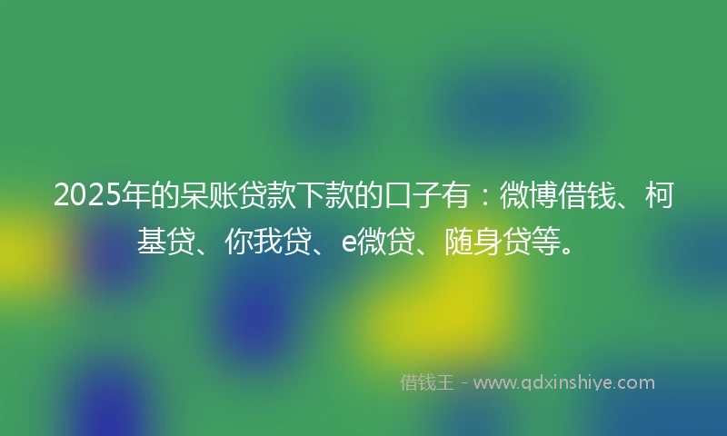 2025年的呆账贷款下款的口子有：微博借钱、柯基贷、你我贷、e微贷、随身贷等。