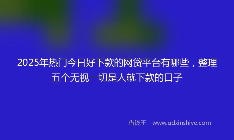 2025年热门今日好下款的网贷平台有哪些，整理五个无视一切是人就下款的口子