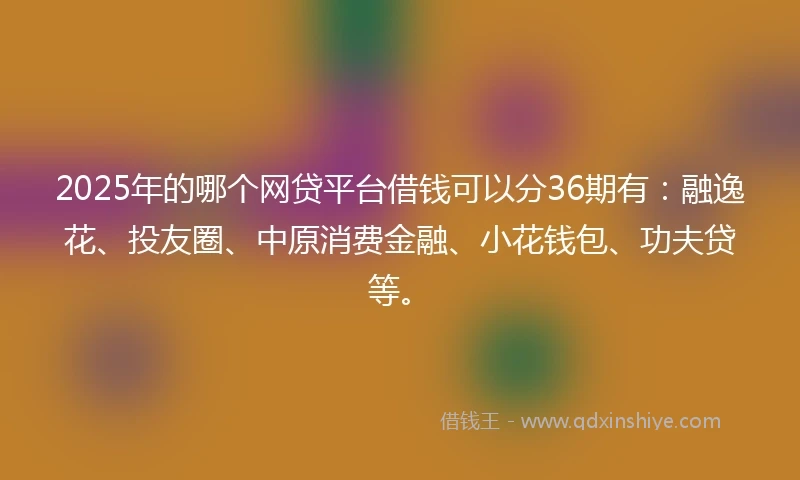 2025年的哪个网贷平台借钱可以分36期有：融逸花、投友圈、中原消费金融、小花钱包、功夫贷等。