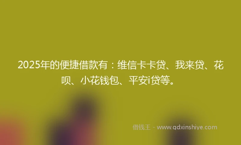 2025年的便捷借款有：维信卡卡贷、我来贷、花呗、小花钱包、平安i贷等。