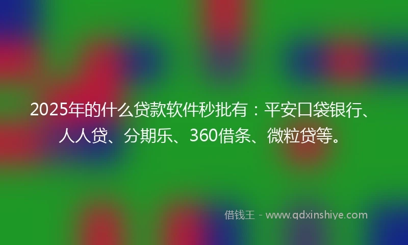 2025年的什么贷款软件秒批有：平安口袋银行、人人贷、分期乐、360借条、微粒贷等。