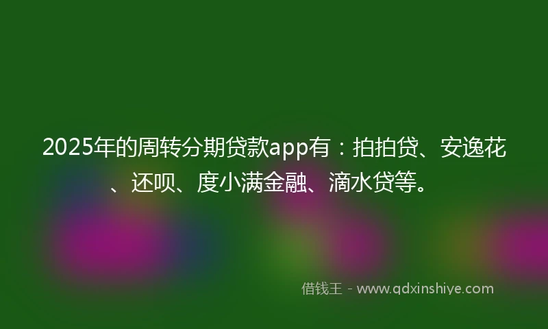 2025年的周转分期贷款app有：拍拍贷、安逸花、还呗、度小满金融、滴水贷等。