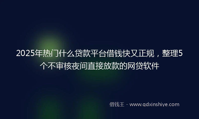 2025年热门什么贷款平台借钱快又正规，整理5个不审核夜间直接放款的网贷软件