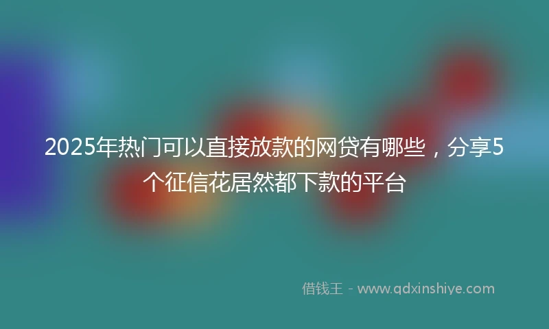 2025年热门可以直接放款的网贷有哪些，分享5个征信花居然都下款的平台