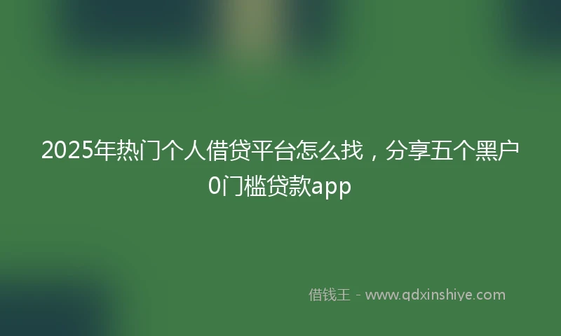 2025年热门个人借贷平台怎么找，分享五个黑户0门槛贷款app