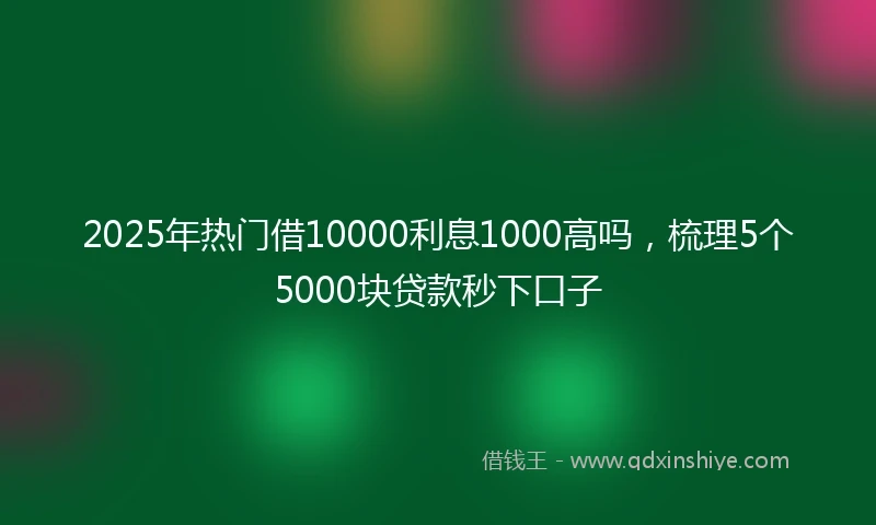 2025年热门借10000利息1000高吗，梳理5个5000块贷款秒下口子