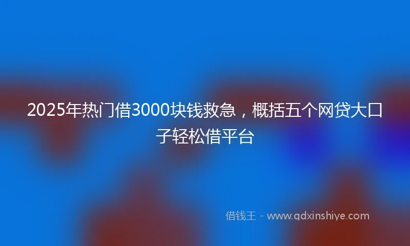 2025年热门借3000块钱救急,概括五个网贷大口子轻松借平台