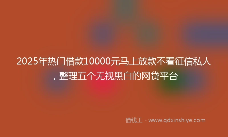 2025年热门借款10000元马上放款不看征信私人，整理五个无视黑白的网贷平台