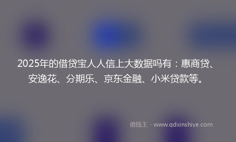 2025年的借贷宝人人信上大数据吗有：惠商贷、安逸花、分期乐、京东金融、小米贷款等。
