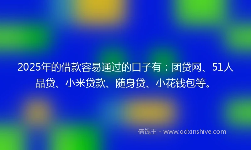 2025年的借款容易通过的口子有：团贷网、51人品贷、小米贷款、随身贷、小花钱包等。