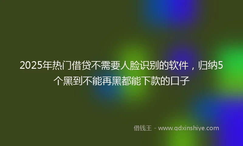 2025年热门借贷不需要人脸识别的软件，归纳5个黑到不能再黑都能下款的口子