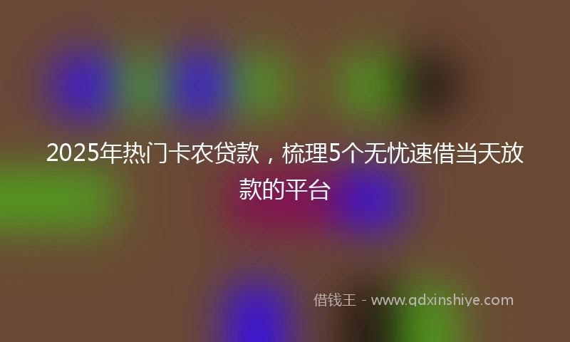 2025年热门卡农贷款，梳理5个无忧速借当天放款的平台