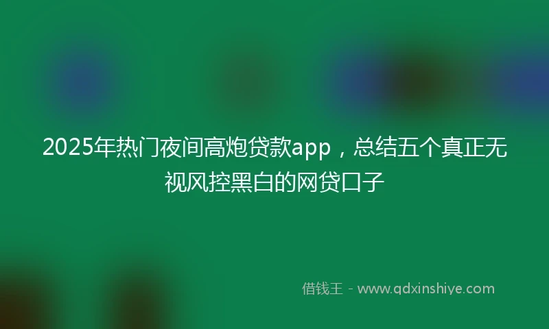 2025年热门夜间高炮贷款app，总结五个真正无视风控黑白的网贷口子