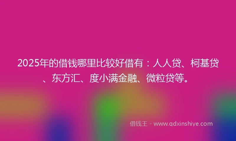 2025年的借钱哪里比较好借有:人人贷、柯基贷、东方汇、度小满金融、微粒贷等。