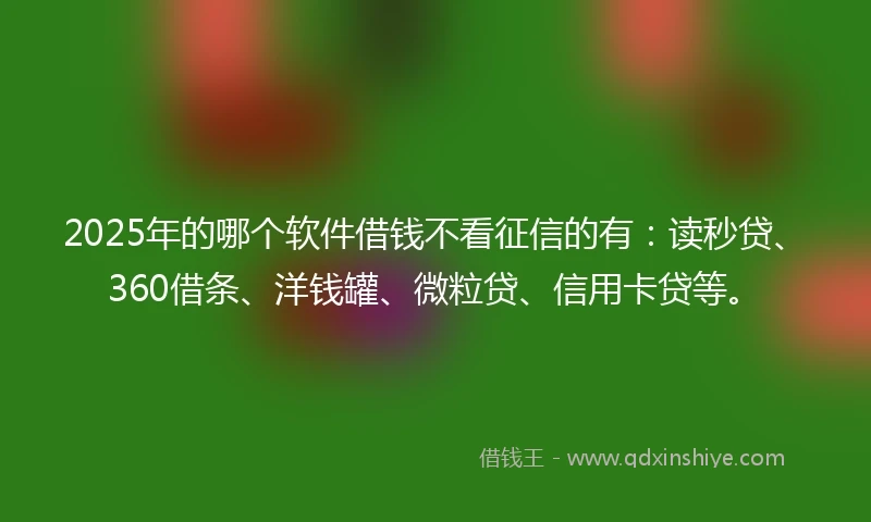 2025年的哪个软件借钱不看征信的有：读秒贷、360借条、洋钱罐、微粒贷、信用卡贷等。