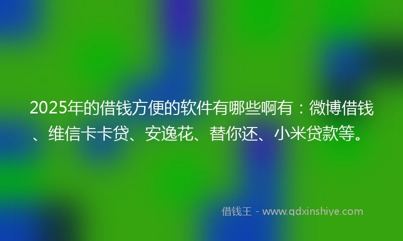 2025年的借钱方便的软件有哪些啊有：微博借钱、维信卡卡贷、安逸花、替你还、小米贷款等。