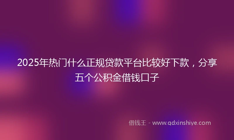 2025年热门什么正规贷款平台比较好下款，分享五个公积金借钱口子